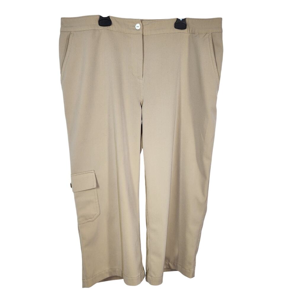 Additions By Chicos Cargo Capri Pants Womens Size 2 Large Cream High Rise Pocket
